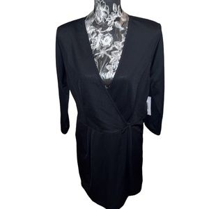JustFab  black XXL - 14 faux wrap dress pockets side zip NWT oversized